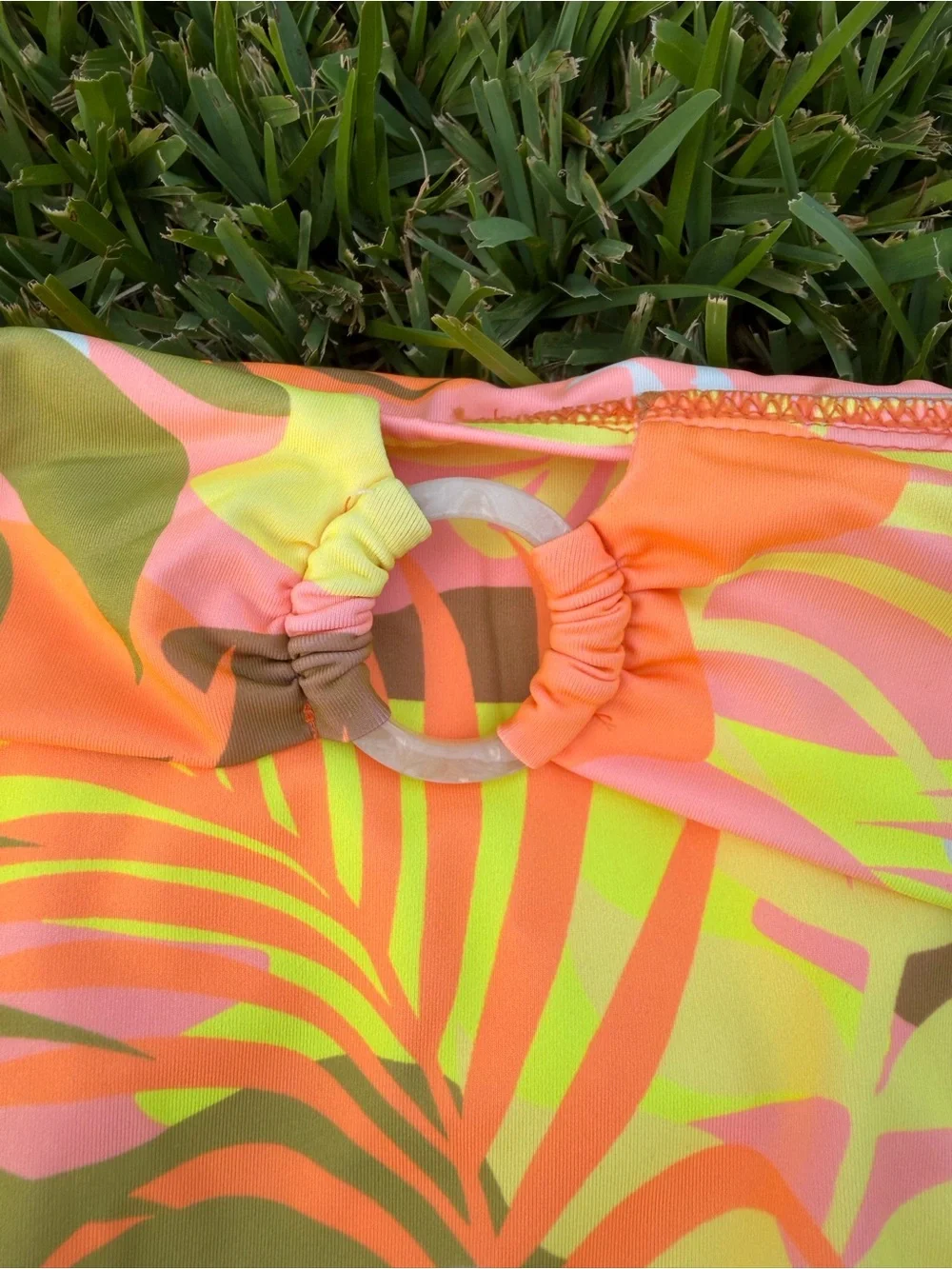 Sanctuary Camo Palms High Rise Bikini Bottoms Tropical Ring Detail NWT Medium